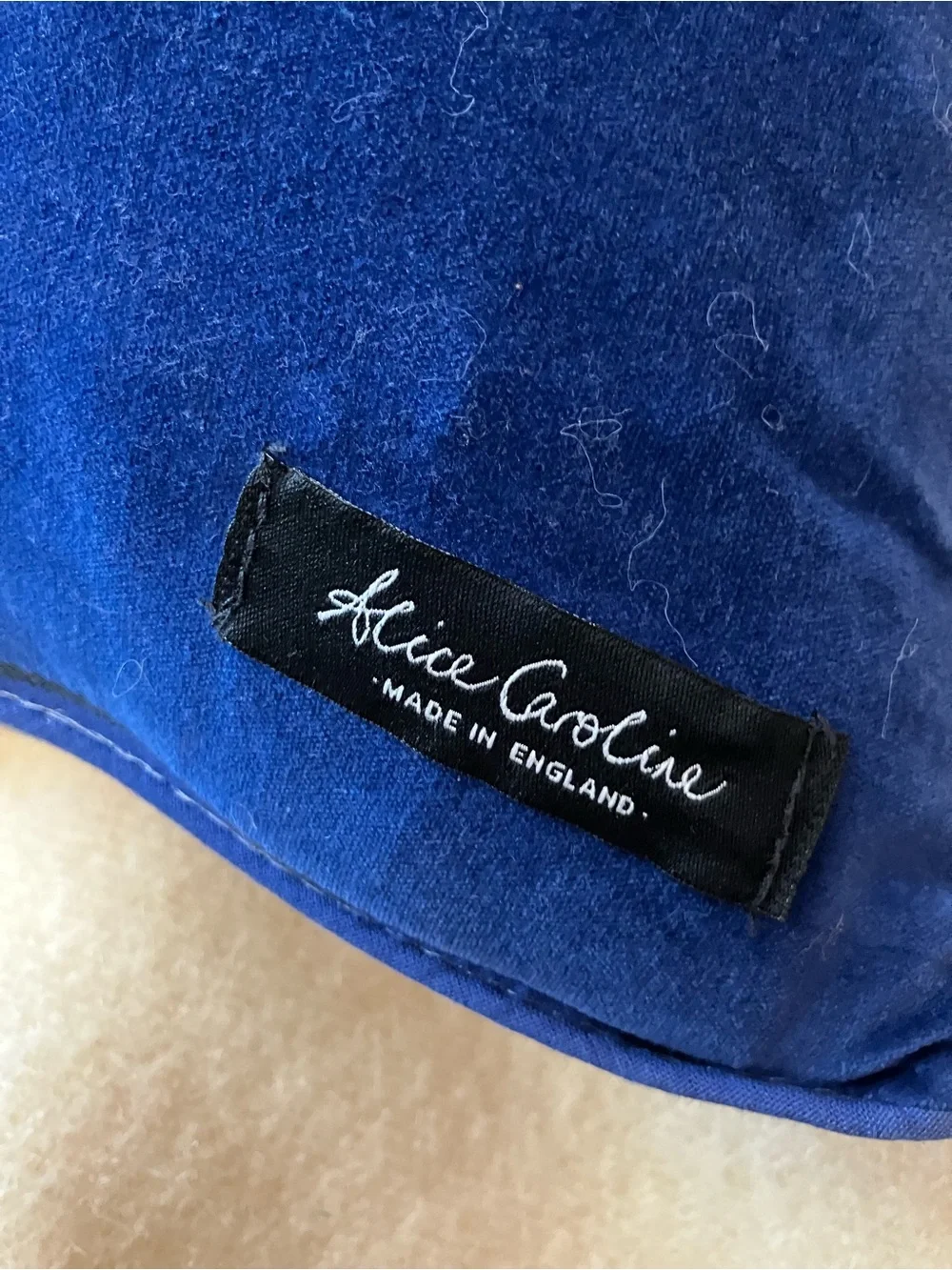 Alice Caroline made in England 100% cotton pillow with velvet & feather insert